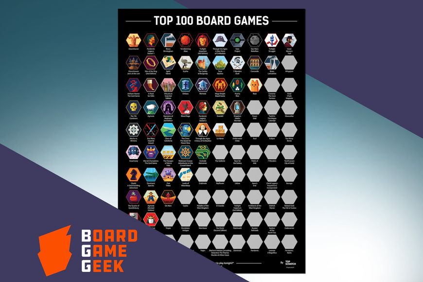 Скретч-постер. Топ 100 настільних ігор (Top 100 Board Games) 99999473 фото